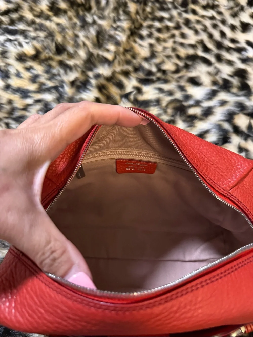 Salvatore Ferragamo Mini Red Pebble Leather Satchel Crossbody